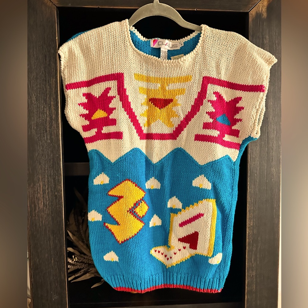 Totally rad 80’s cap sleeve linen/cotton sweater! NWT!